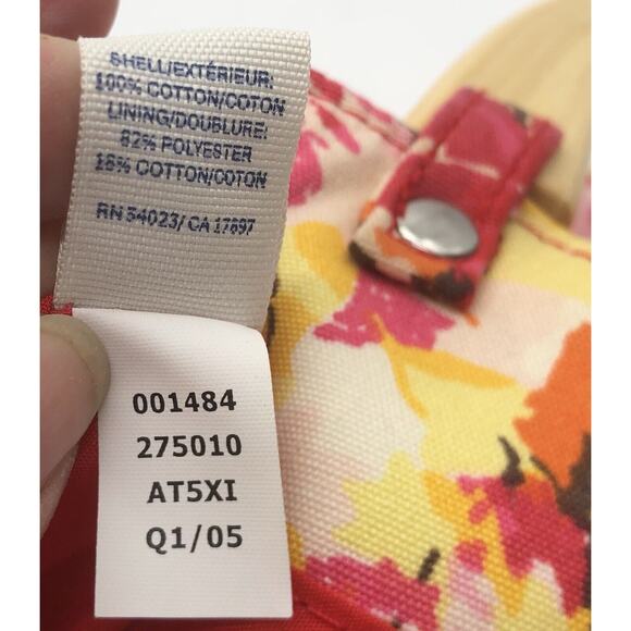 Old Navy Hobo Purse Canvas Floral Handbag Summer Wood Handle Floral Cottage - Picture 9 of 11